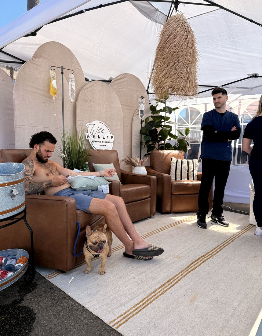Lounge set-up · Huntington Beach — WholeHealth Hydration mobile IV